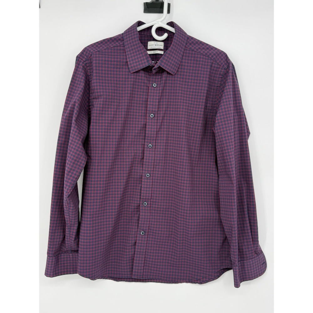 Lucky Brand Men's Plaid Long Sleeve Button Down Large 16-16 1/2